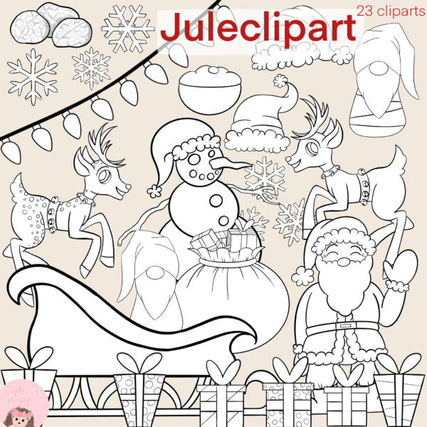 Juleclipart | Pakke 1 | Sort/Hvid
