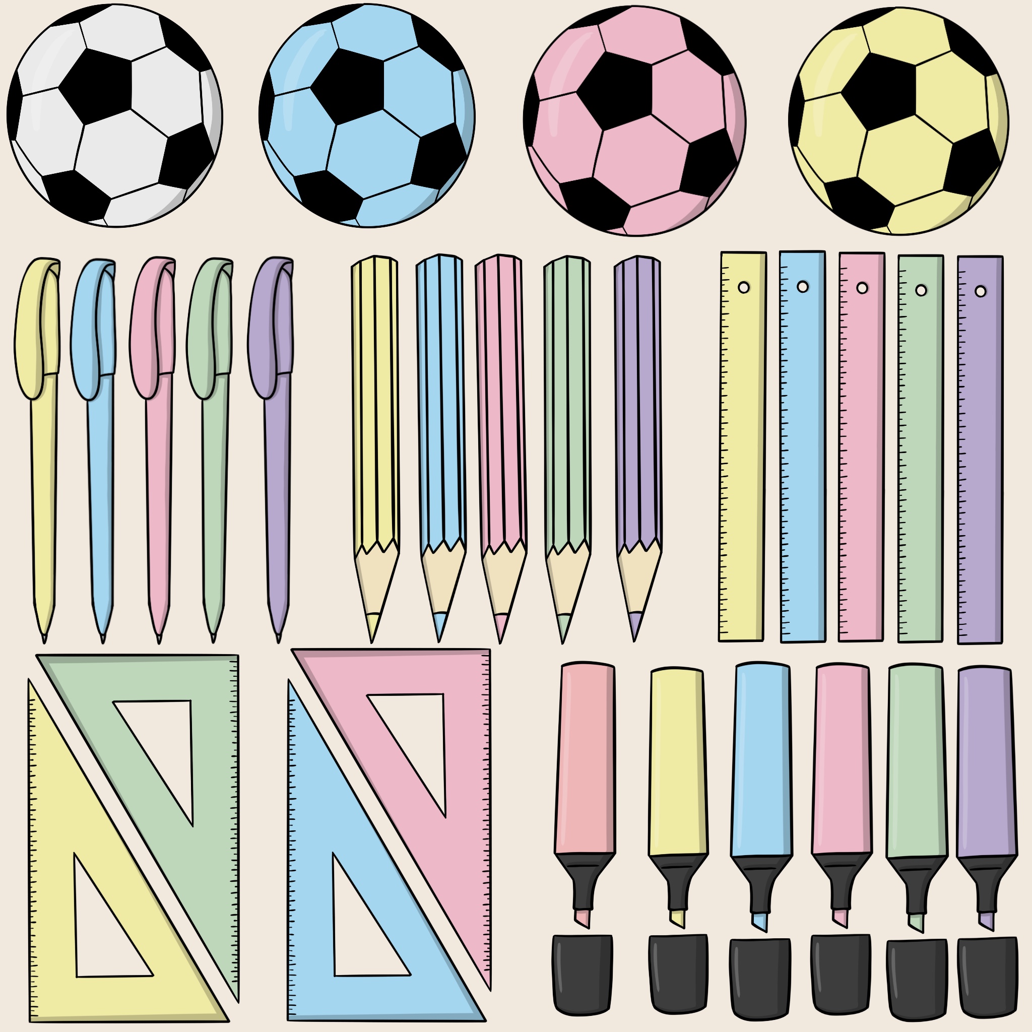 Skoleredskaber | Clipart | Farve | MEGA pakke - Billede 3