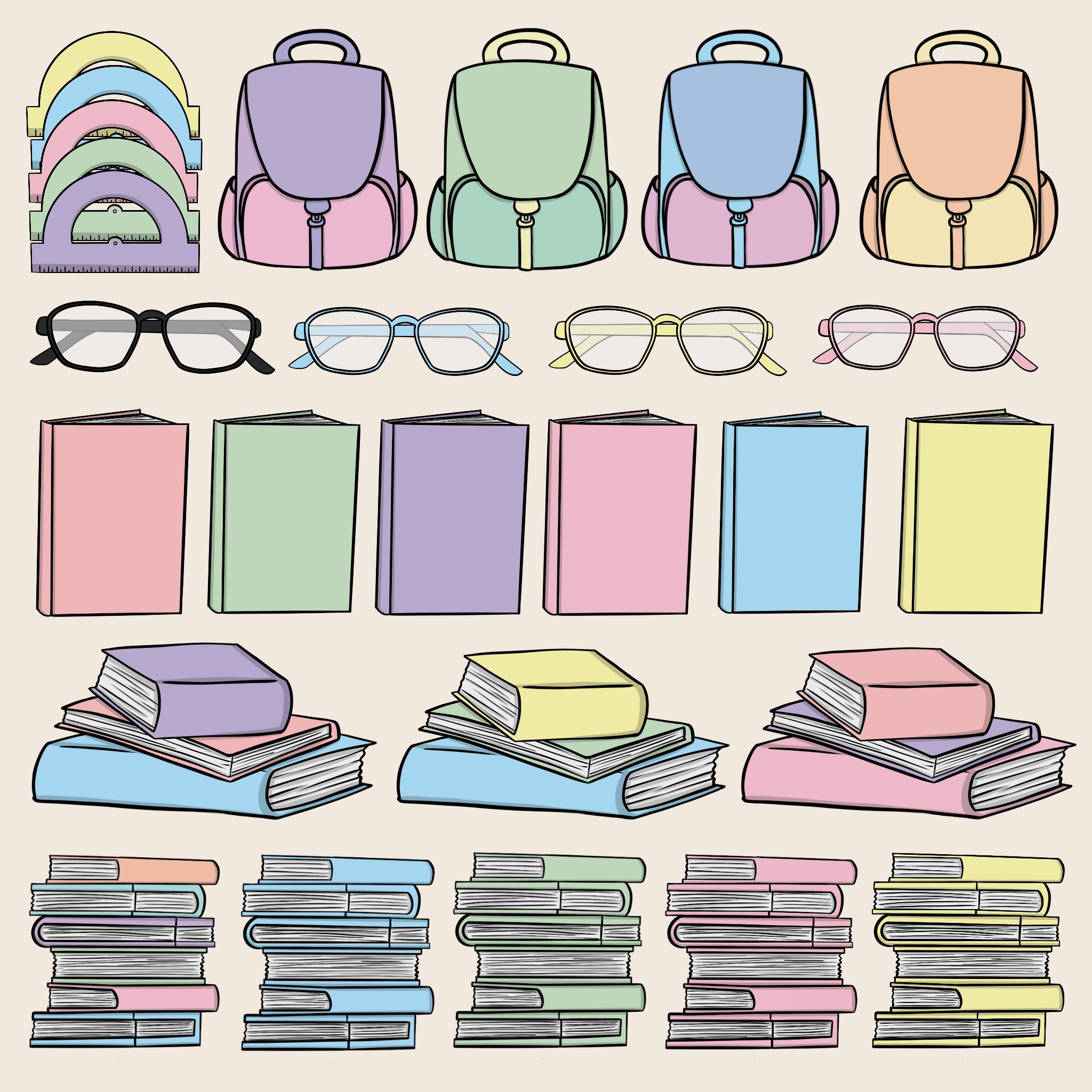 Skoleredskaber | Clipart | Farve | MEGA pakke - Billede 5