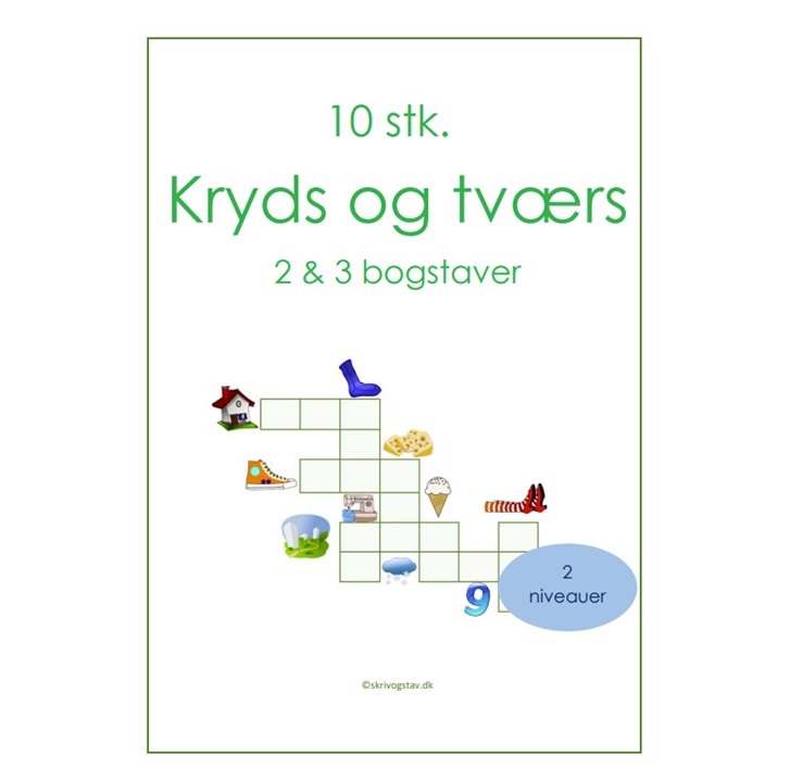 10 stk. kryds og tværs med 2 og 3 bogstaver