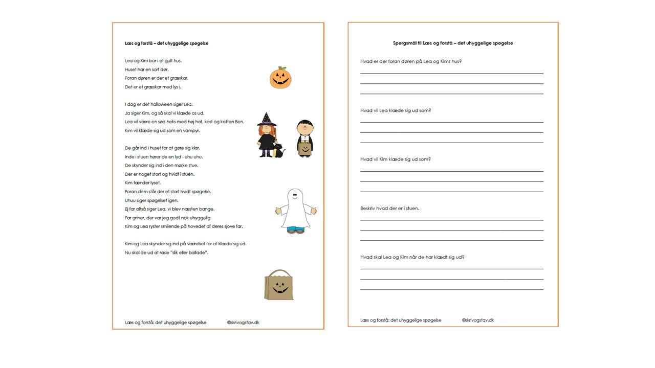 Læs og forstå: Det uhyggelige spøgelse (en halloween historie) - Billede 2