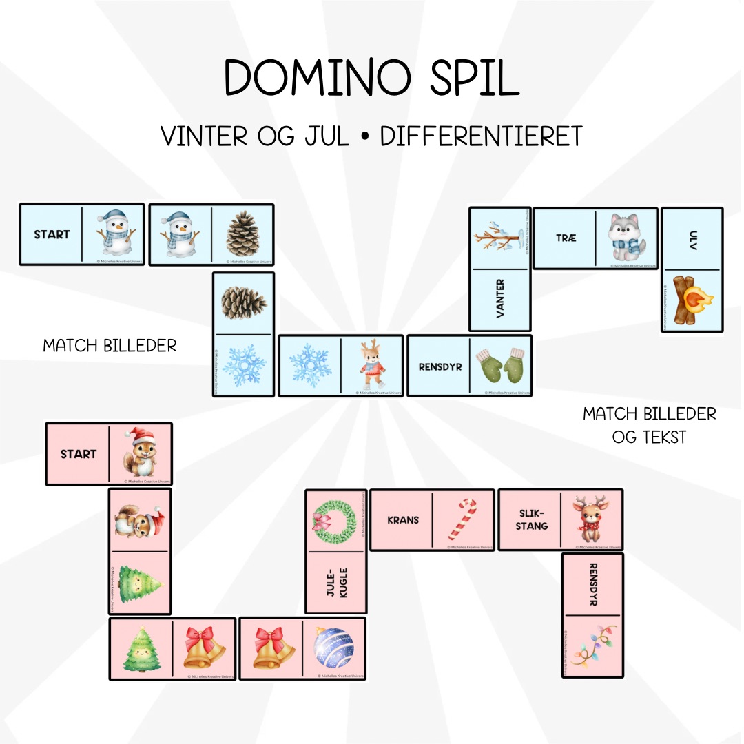 Dominospil - vinter og jul