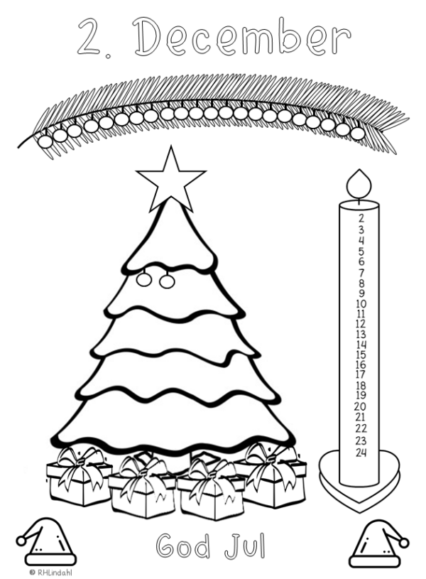 Evighedskalender til jul, kopisider til farvelægning