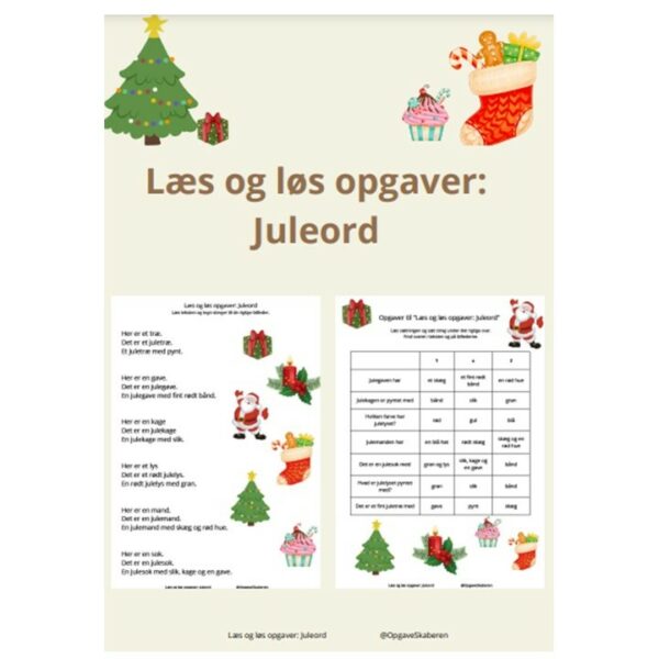 Læs og løs opgaver: Juleord