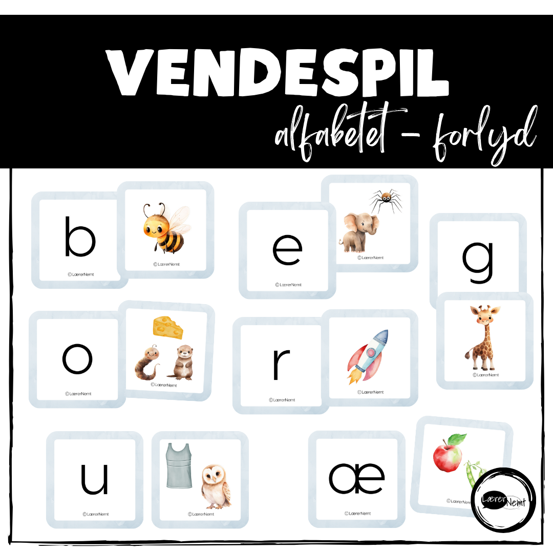 Vendespil: Alfabetet - Forlyd (små bogstaver)