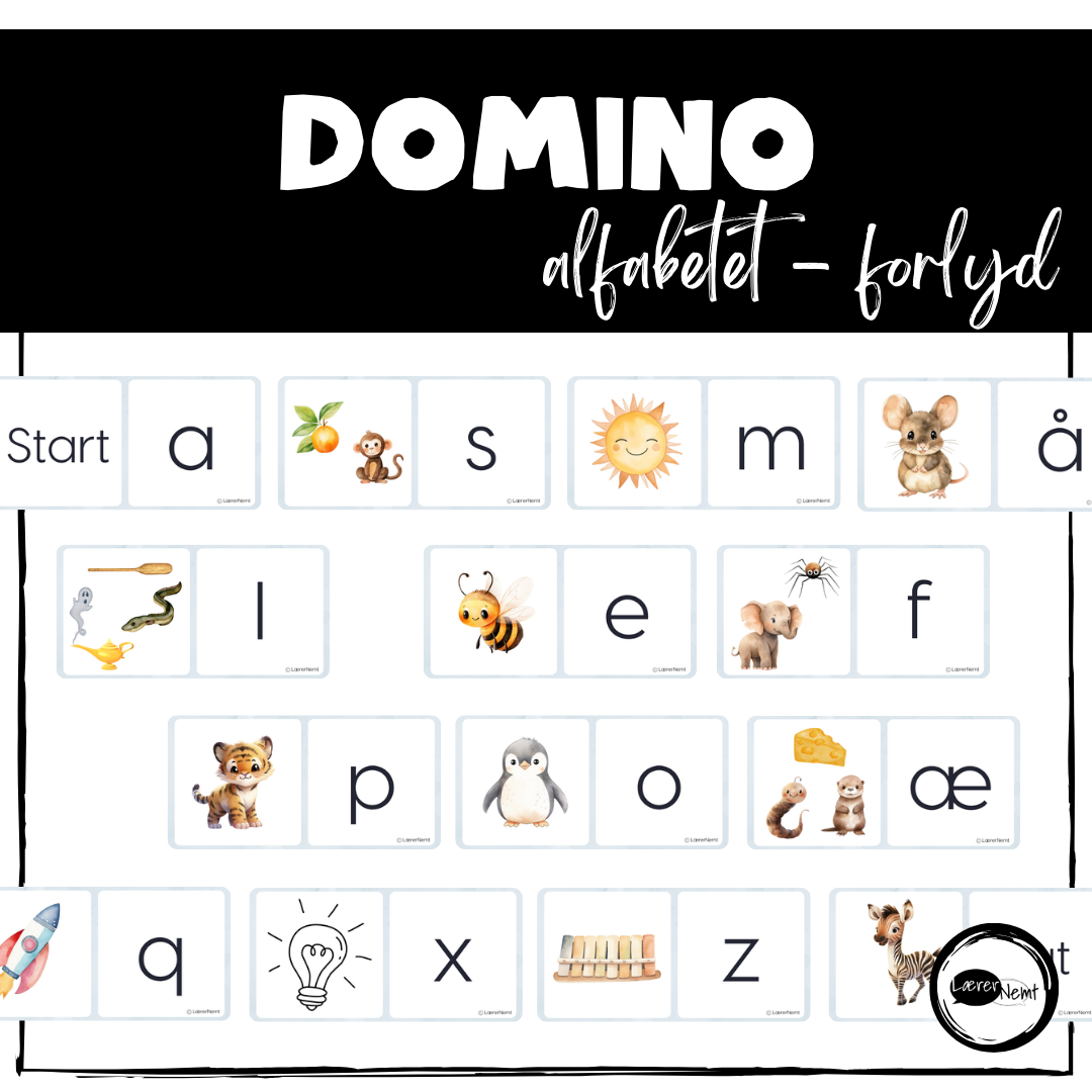 Domino: Alfabetet - Forlyd (små bogstaver)