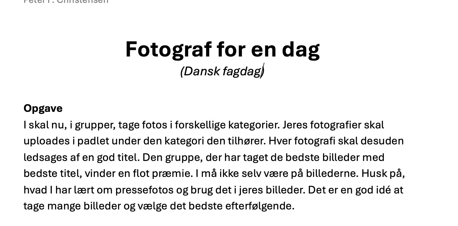 Fotograf for en dag
