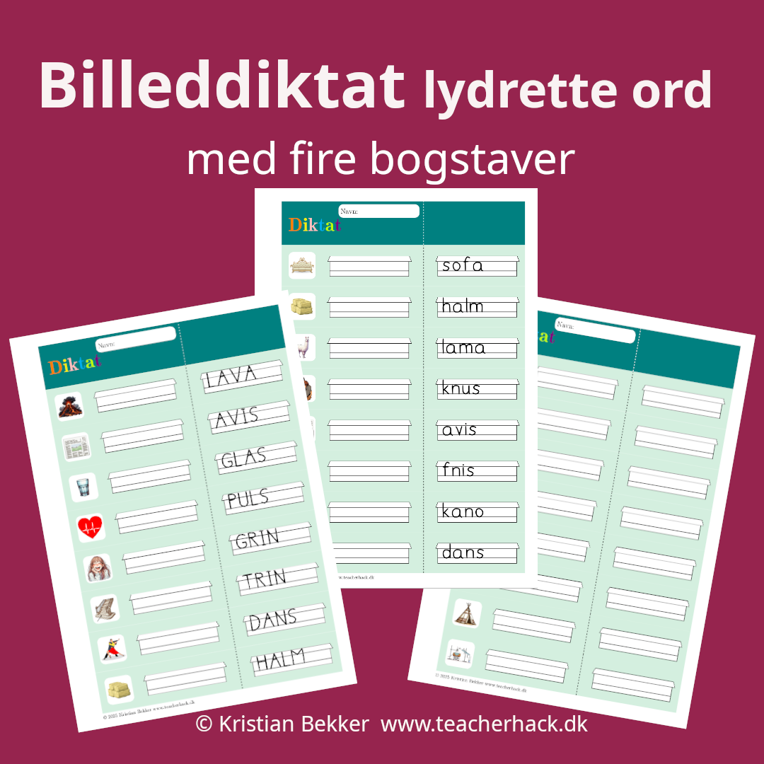 Diktat med billeder (4 bogstaver lydret) - Billede 2
