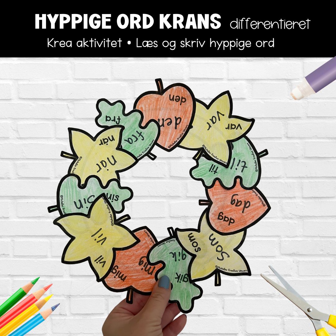 Krea aktivitet: Hyppige ord krans