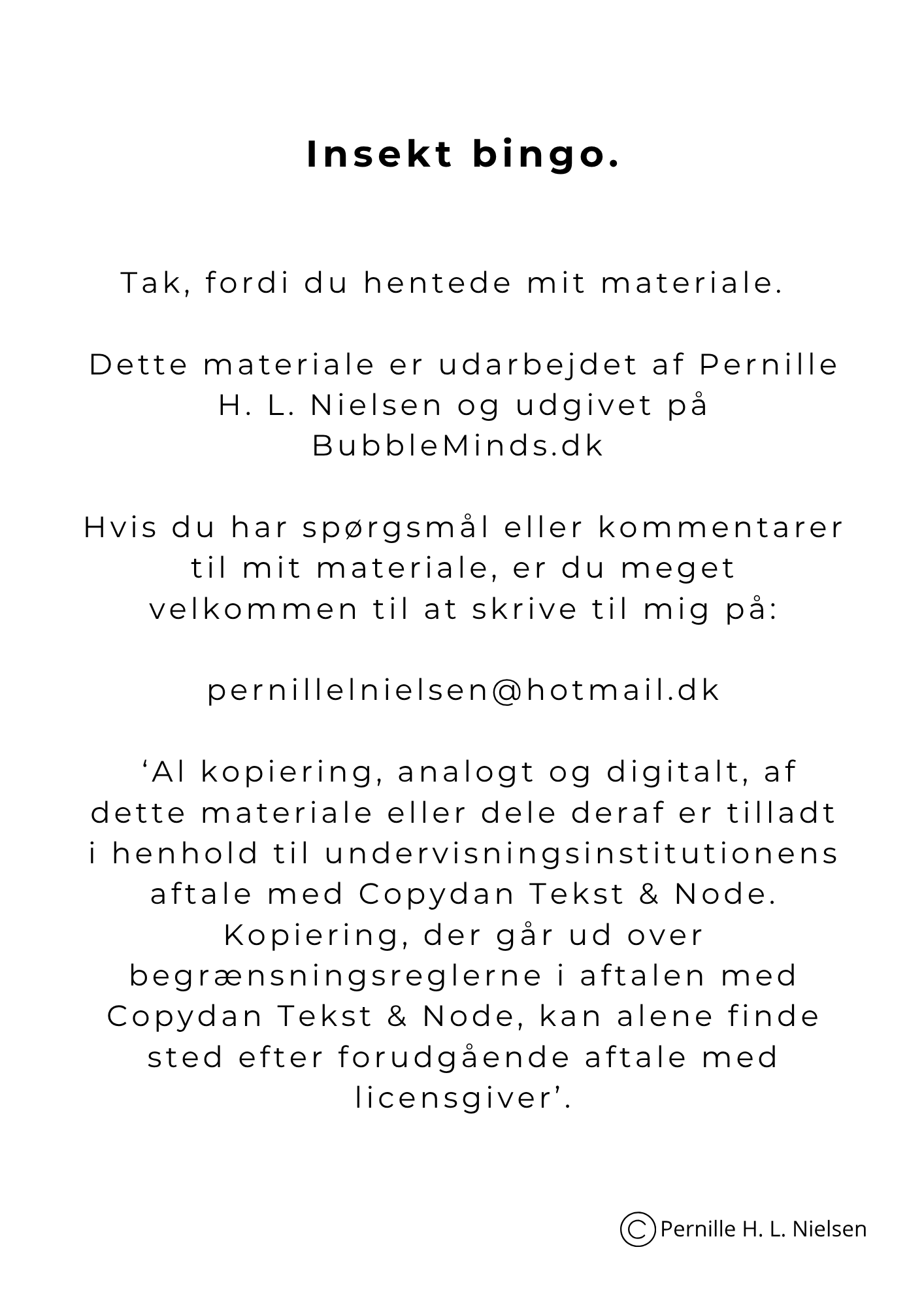 Insektbingo - Billede 2
