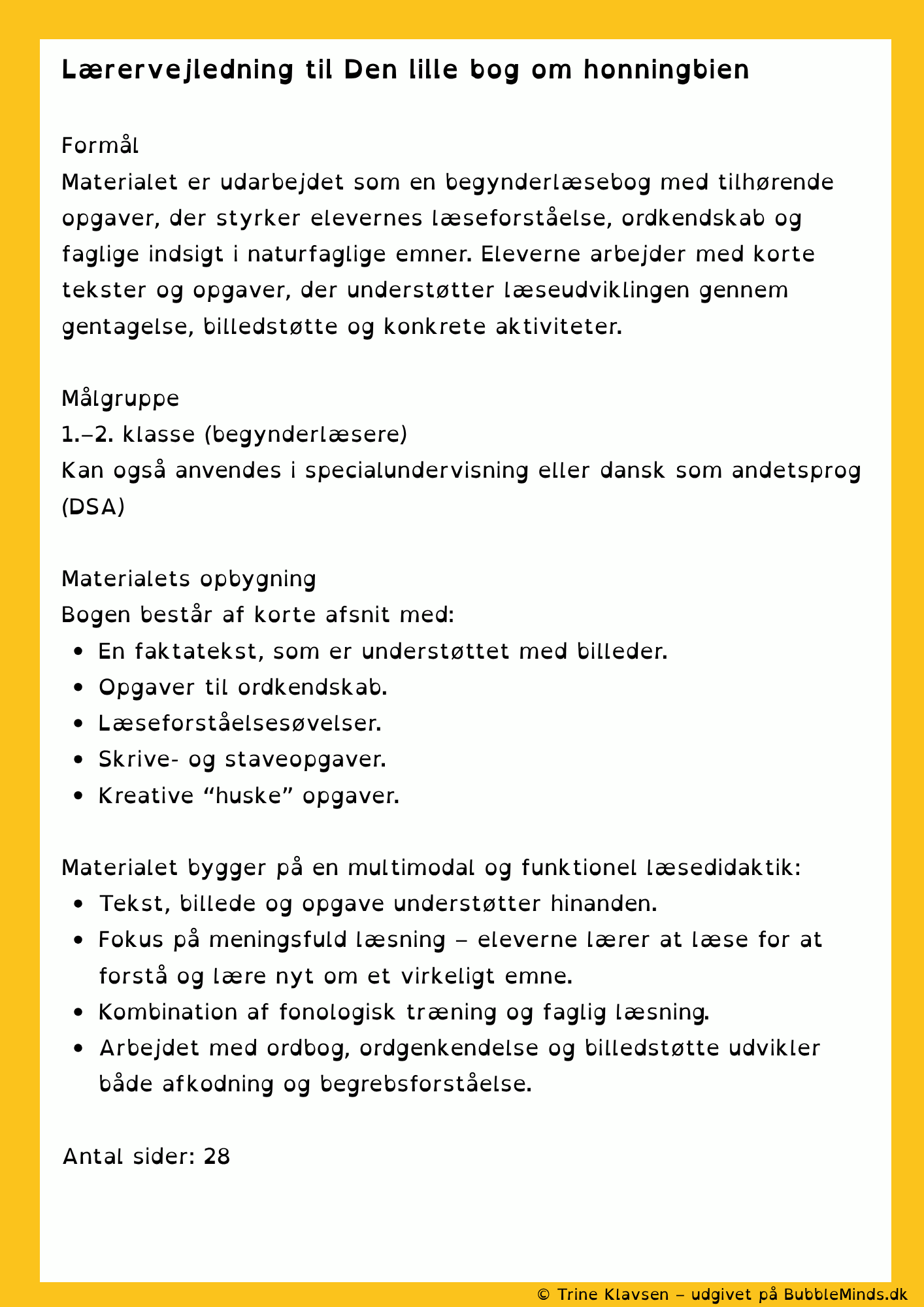 Den lille bog om honningbien - en læsebog med opgaver - Billede 3