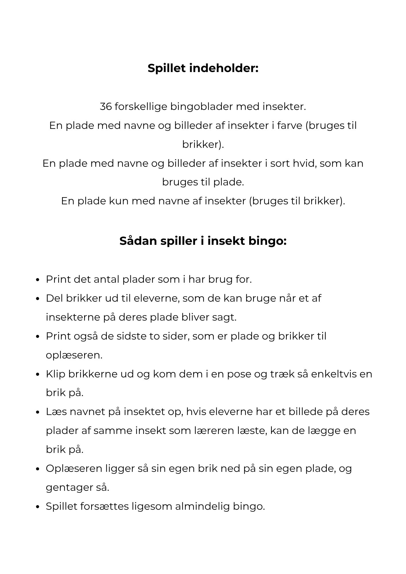 Insektbingo - Billede 3