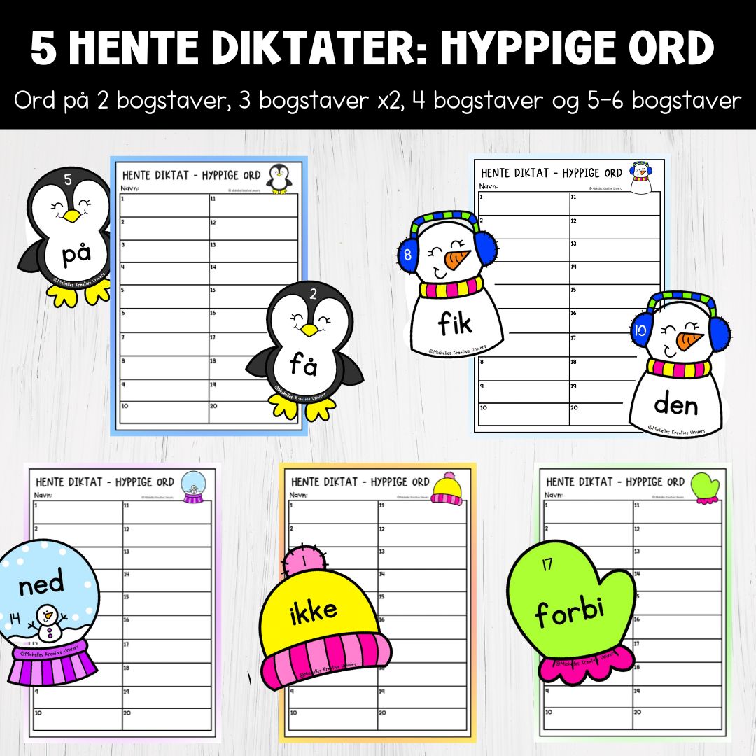 5 hentediktater: Hyppige ord