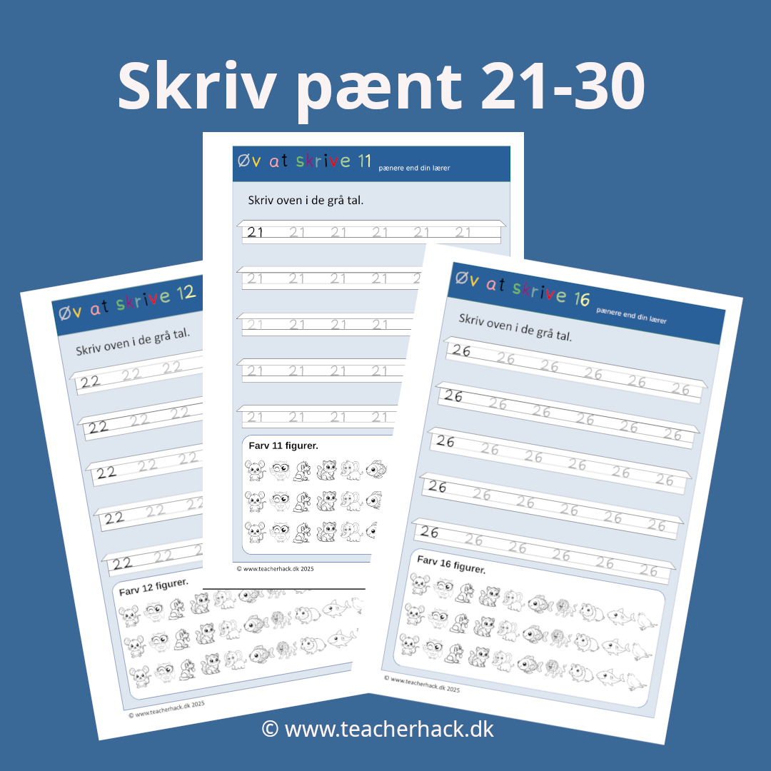 Øv at skrive tallene 21-30 (specialundervisning)