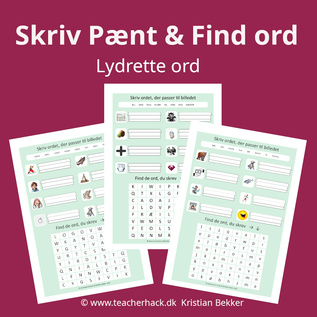 Skriv og find (lydrette ord)