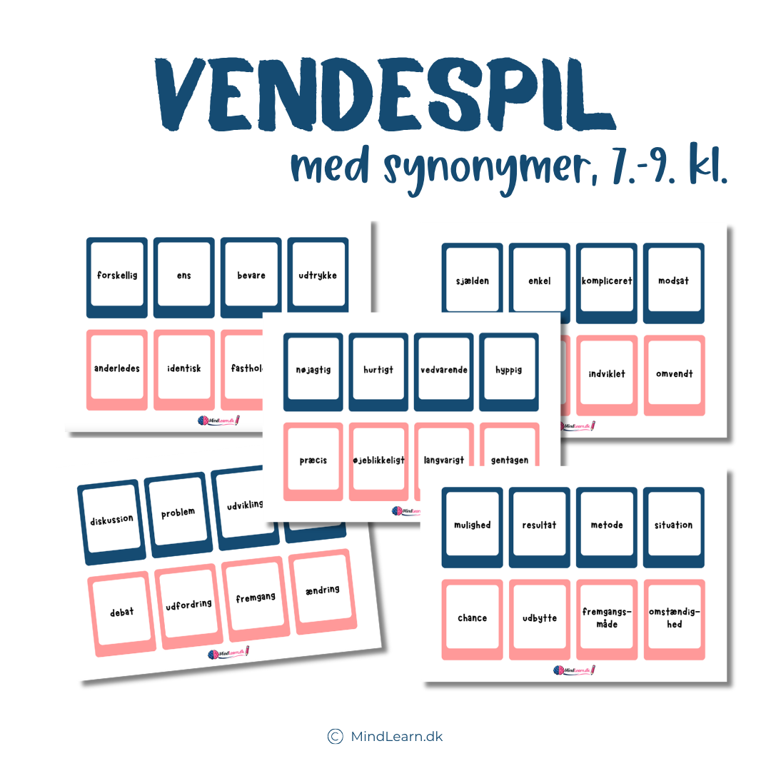 Vendespil med synonymer, 7.-9. kl.