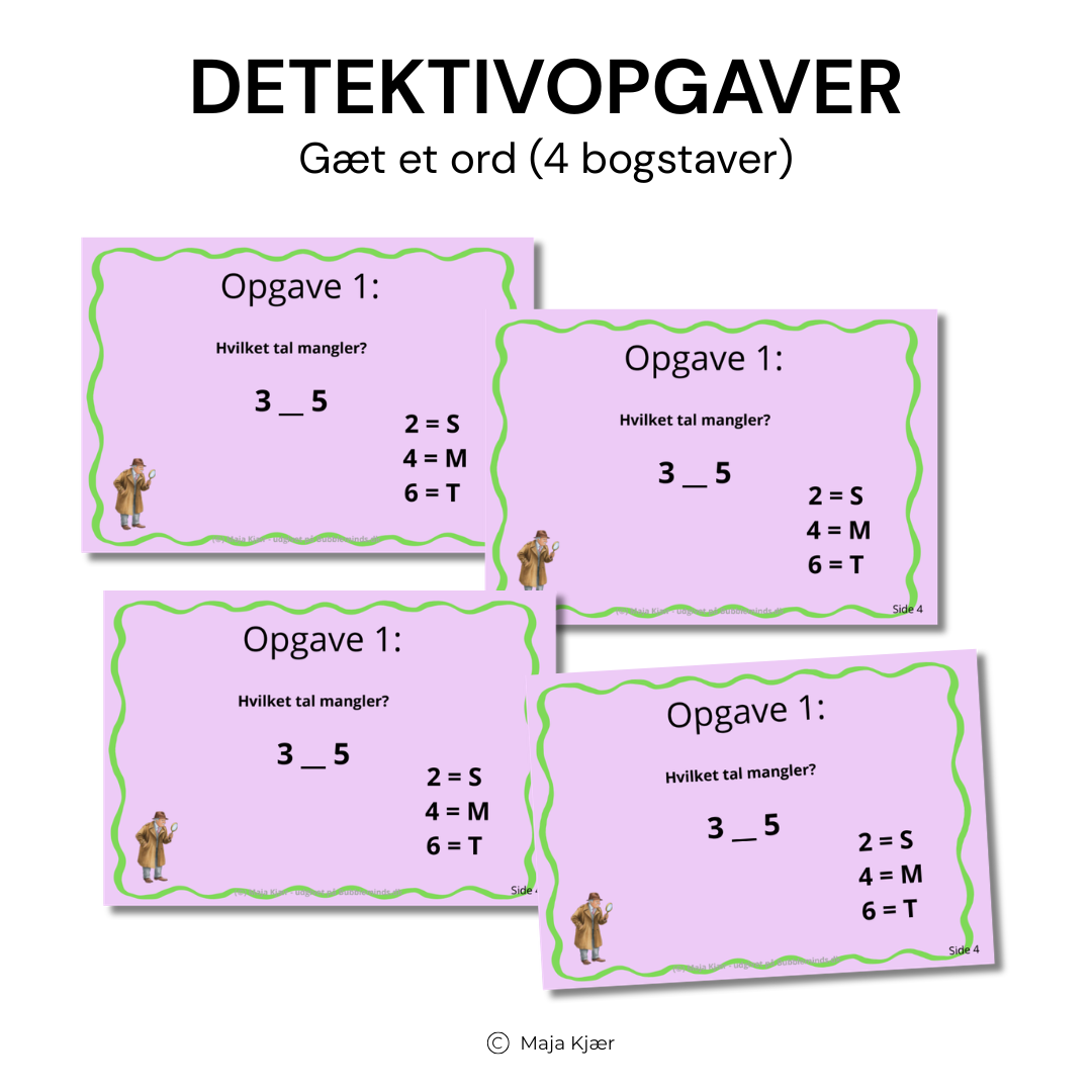 Detektiv-opgaver: Gæt et ord (4 bogstaver)