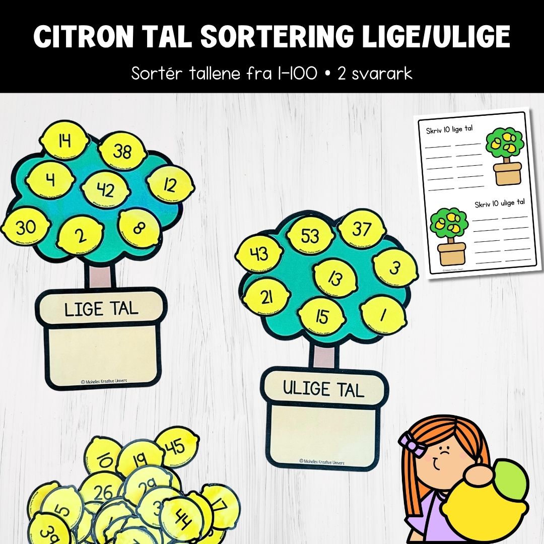 Citron tal sortering lige/ulige