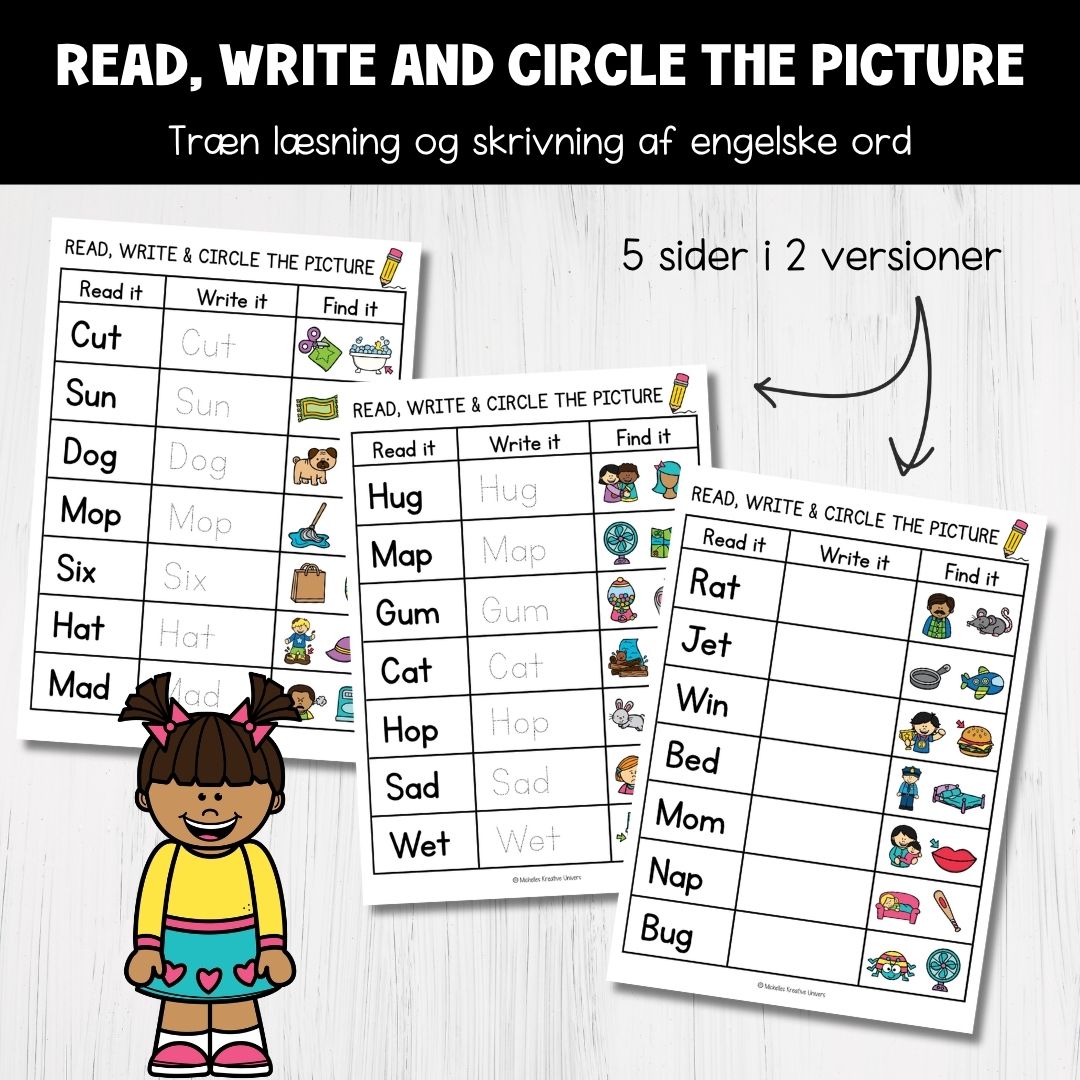 Read, write and circle the picture