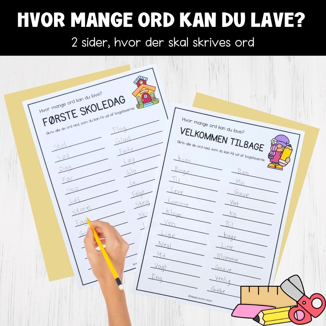 Hvor mange ord kan du lave? Skolestarts version