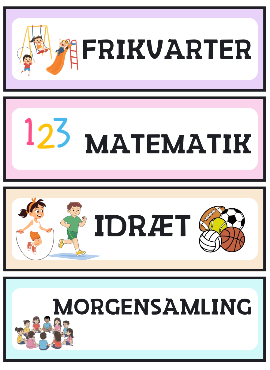 Piktogrammer med dag, dato, årstid, fag, aktiviteter og arbejdsform - Billede 2