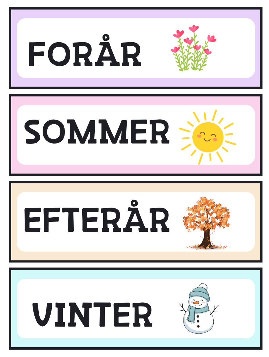 Piktogrammer med dag, dato, årstid, fag, aktiviteter og arbejdsform - Billede 3