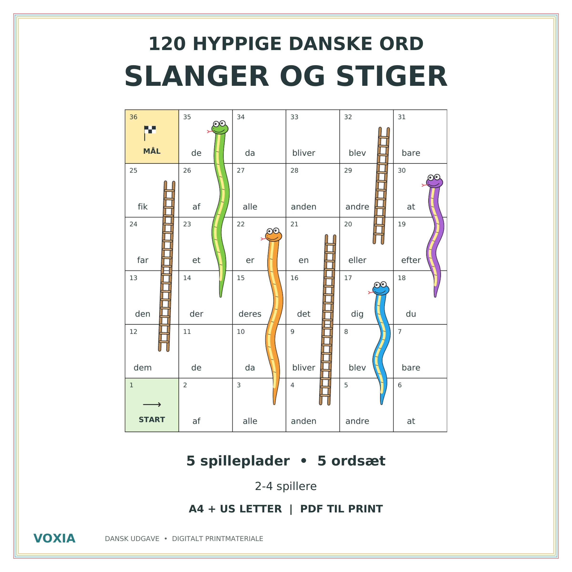 Slanger og stiger – 120 hyppige danske ord