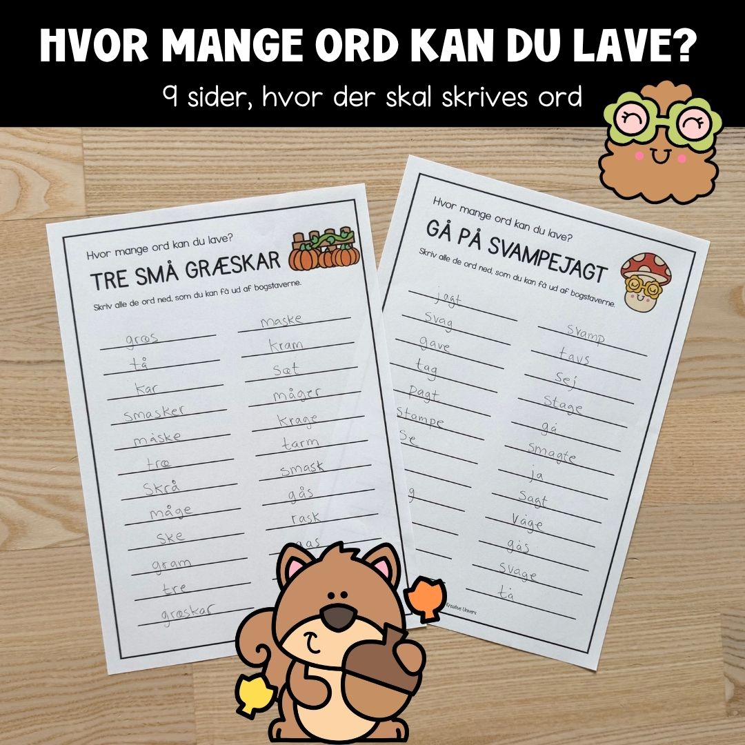 Hvor mange ord kan du lave? Efterårsversion