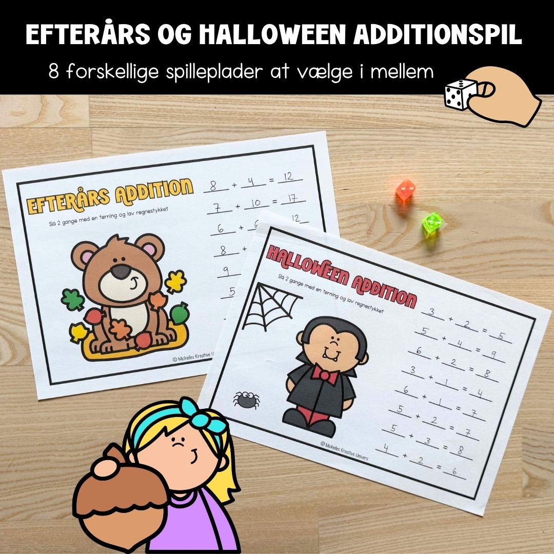 Efterårs- og halloween-additionspil