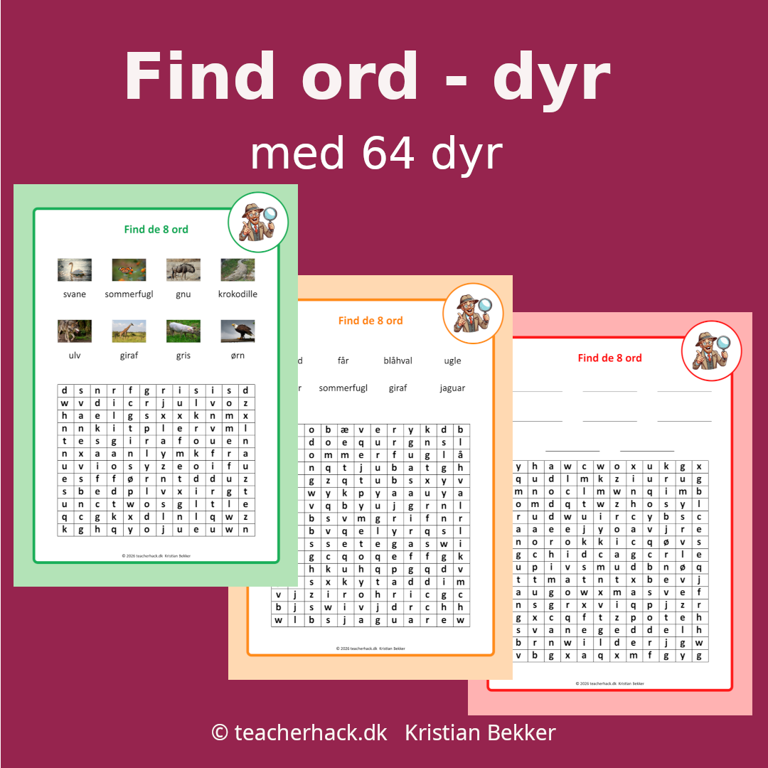 Find ord - tema dyr