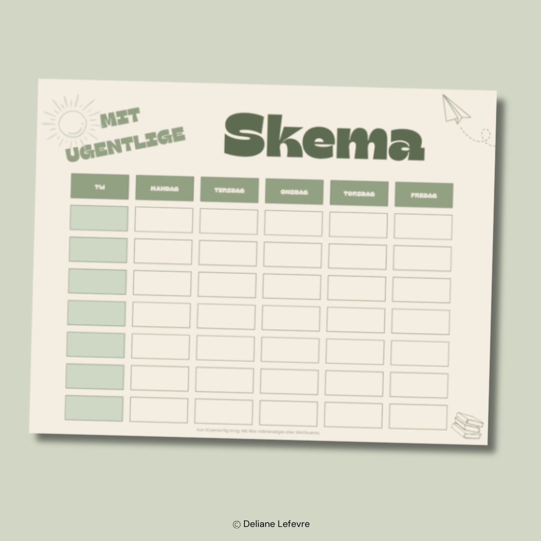 Mit Ugentlige Skema – Printbar ugeplan til børn