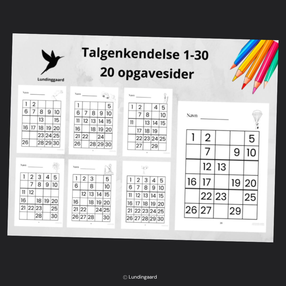 Tal 1-30 / udfyld de manglende tal