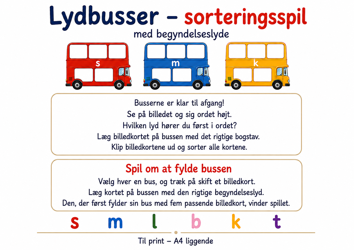 Lydbusser – sorteringsspil med begyndelseslyde