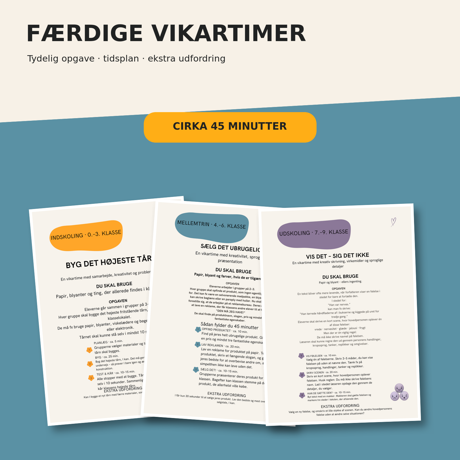 Jeg har en vikartime! – 12 færdige vikartimer til 0.–9. klasse - Billede 3