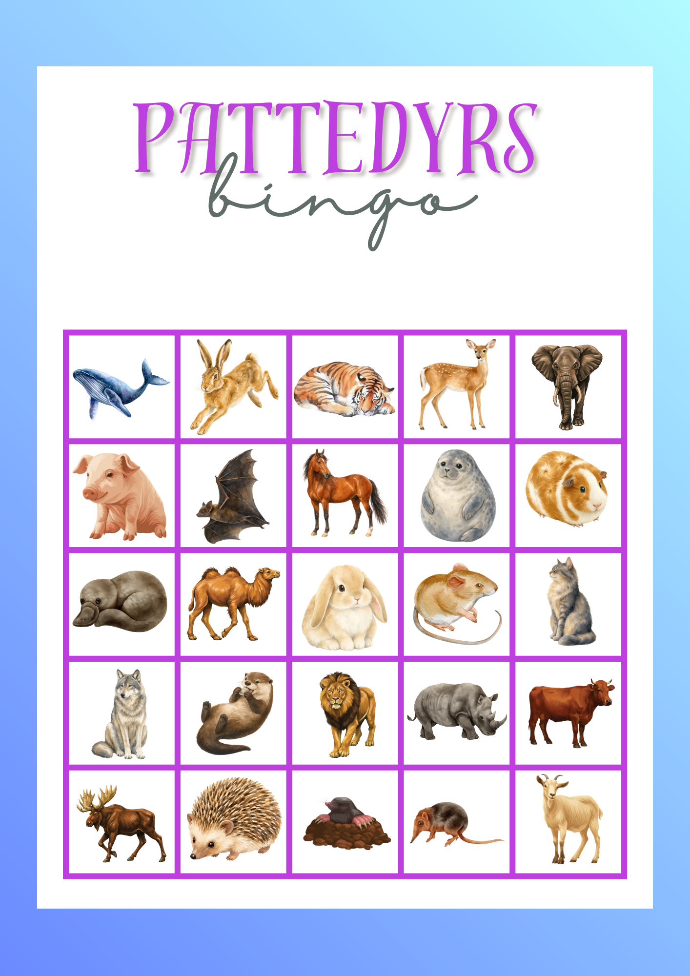 Pattedyrs-bingo - Billede 4