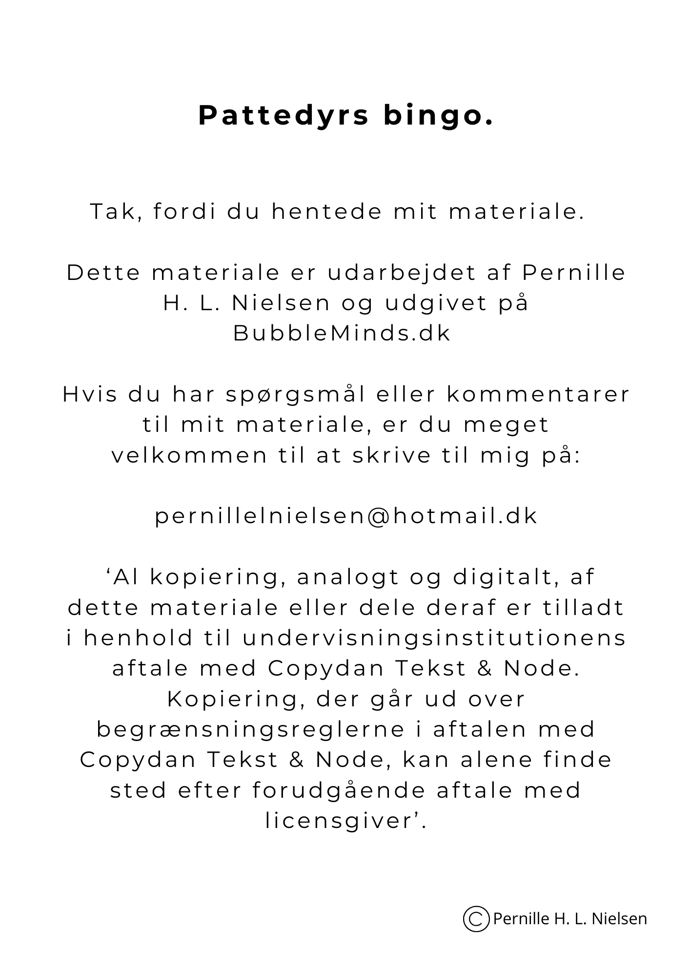 Pattedyrs-bingo - Billede 5