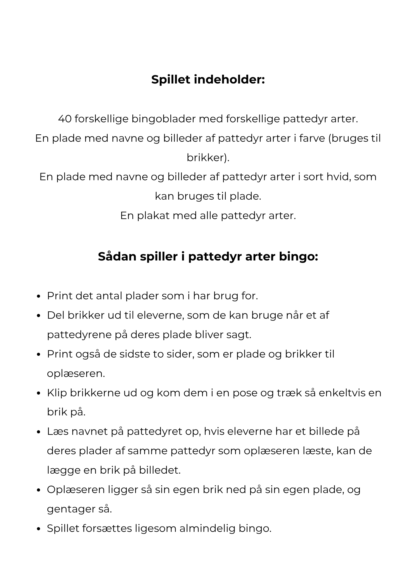 Pattedyrs-bingo - Billede 7