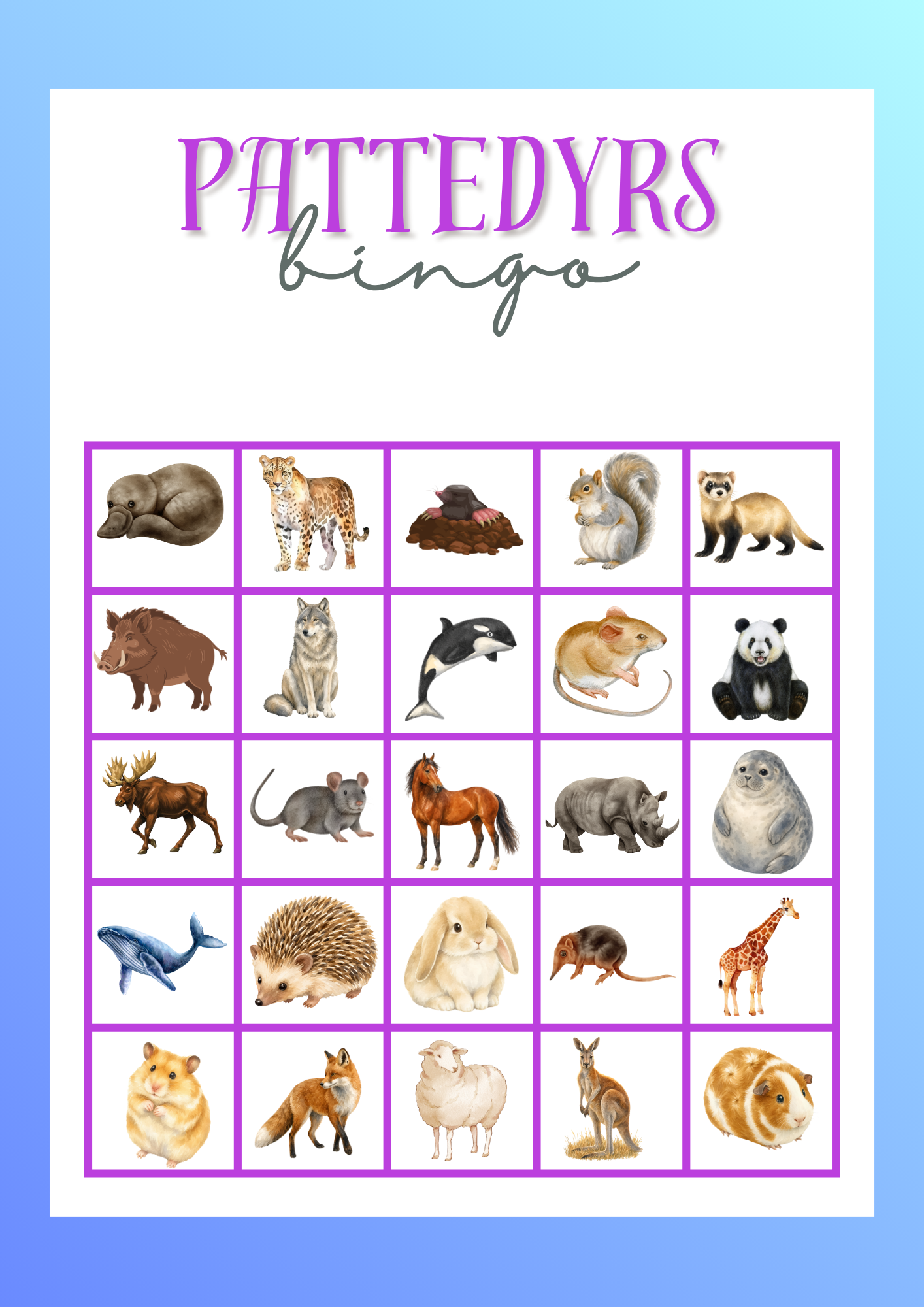 Pattedyrs-bingo - Billede 6