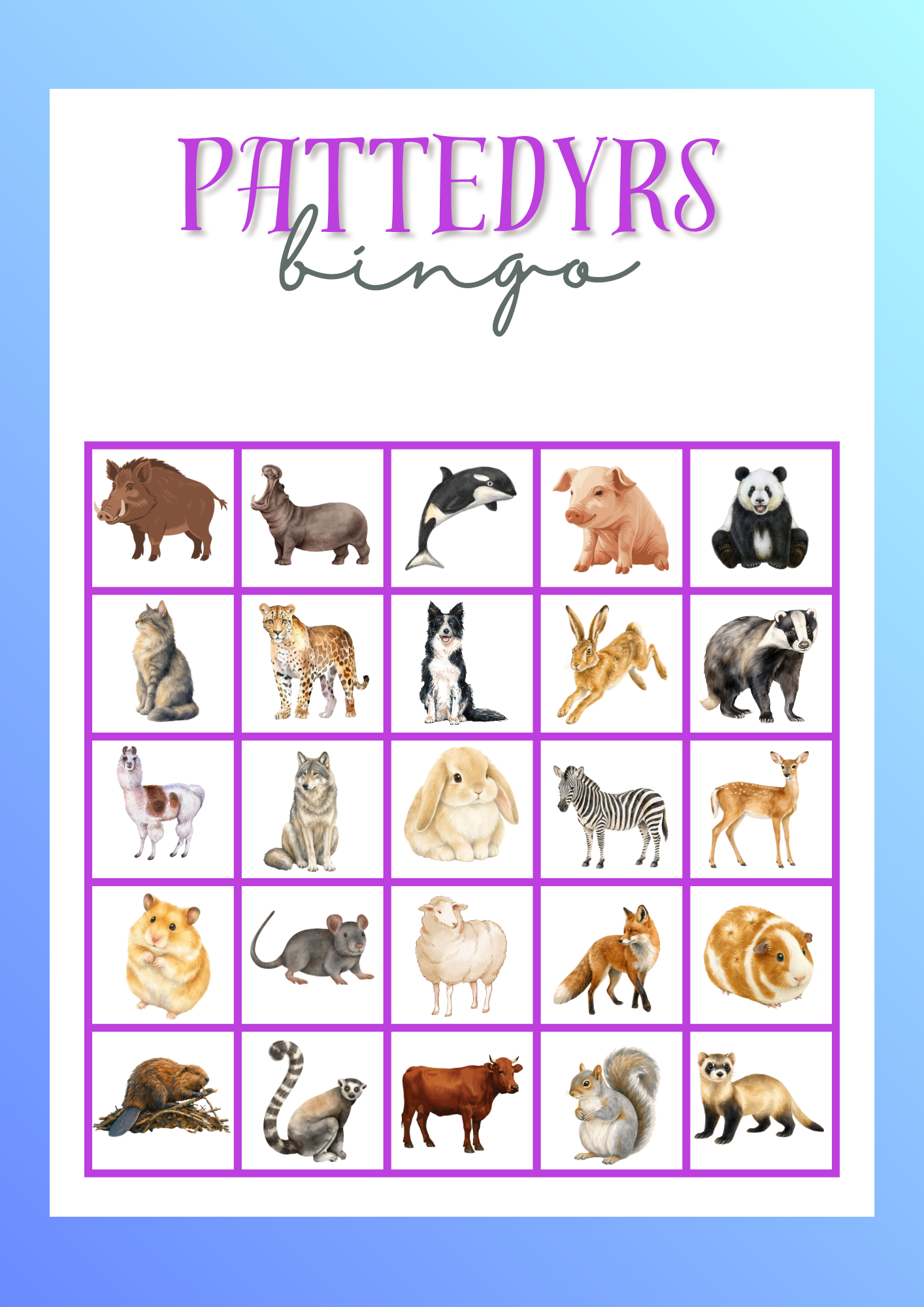 Pattedyrs-bingo - Billede 8