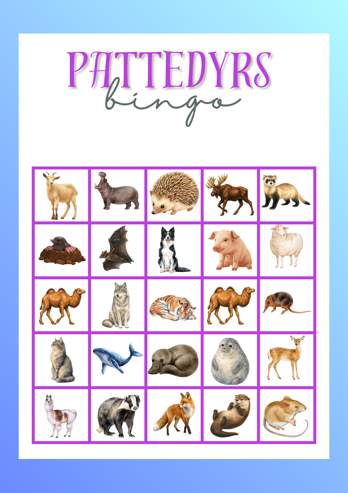 Pattedyrs-bingo - Billede 9