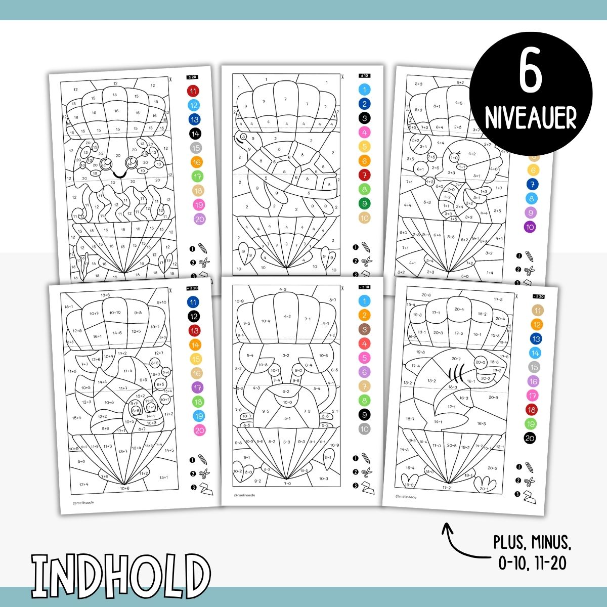 Matematik 1–20 - Foldbare muslingeskaller - Billede 2
