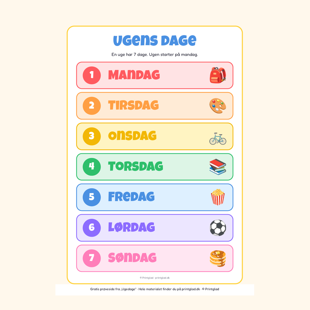 Ugedage – plakat og ugedagshjul - Billede 2